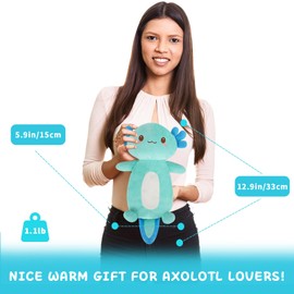 Abhtpty Cute Heating Pad Microwavable Stuffed Animals, Axolotl 1.1lb Removable Heated Animals, Super Soft Cozy Heatable Plush Body Pad for Relief