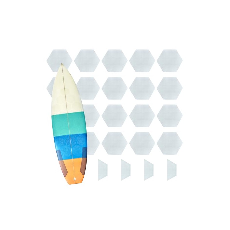 Almohadilla de tracción de surf transparente hexagonal para tabla de