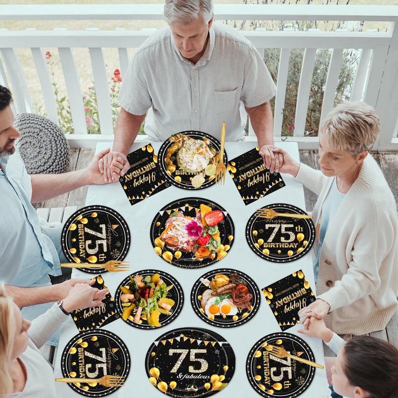 Refavor 75th Birthday Decorations Supplies - 96PCS 75th Birthday Party