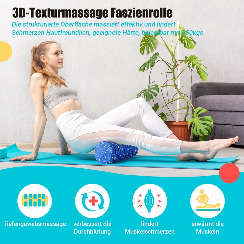 Fascia Roller with 3D Texture Massage, Foam Roller (33 cm