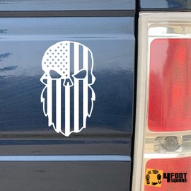 American Flag Fear The Beard Car Decals – Bad Fish Custom Decals – Funny Cute Sticker - Premium Gloss Permanent Vinyl Waterproof 6 Year Indoor Outdoor (White)