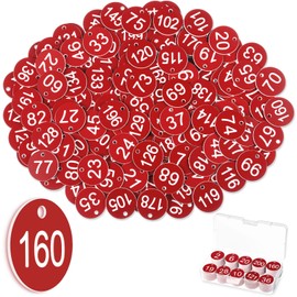 Tenare 1-200 Plastic Number Plates, Numbered Engraved Number Plates, Beehive Labels, ID Tags with Hole, without Key Rings (Red)