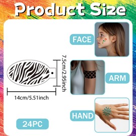 PLIGREAT 24 Pcs Face Paint Stencils Reusable Face Body Painting Stencils Tattoo Painting Templates Flower Star Leopard Dot Print Stencils for Party Painting Makeup Temporary Tattoos, 5.51" x 2.95"