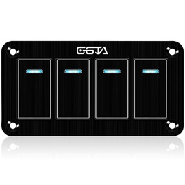 GGTA 4 Gang Rocker Switch Panel Waterproof，12v-24v Aluminum Waterproof Boat Marine Toggle On/Off Switch for Car Pickup Rv SUV Uvt ATV Motorcycle(Black)