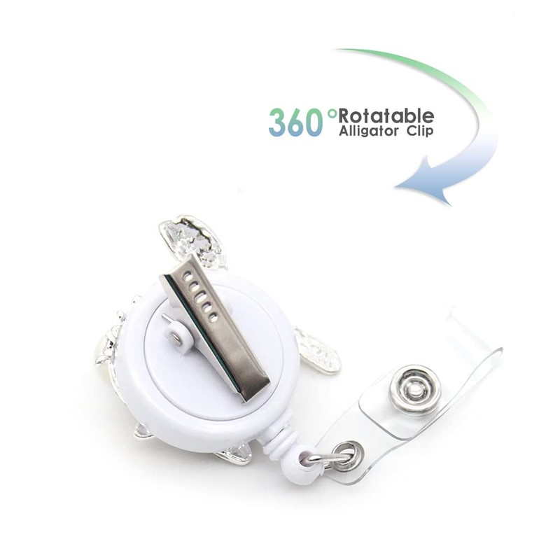 Smiling Tooth Rhinestone Alloy Badge Holder Cute Retractable ID Badge