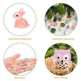 OrgMemory 55Pcs Mixed Model Trees, Animal Trees, Luminous Mini Resin Animal Figurines, Diorama Supplies, Plastic Trees, Miniature Trees, Model Train Scenery with No Bases