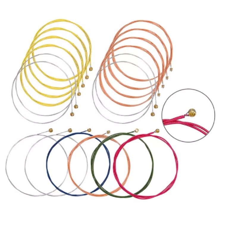 TIKA 3 Sets Colorful Acoustic Guitar Strings– 6pcs 1st-6th Steel