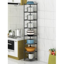 ZANIYO Kitchen Corner Shelf Rack, Multi-layer Pot Rack Storage Organizer Metal Shelves Holder (8 Tier)