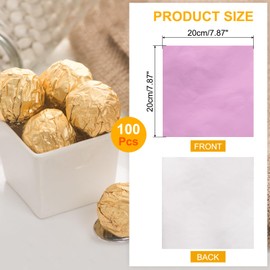 QUARKZMAN 100 Stück Folienbonbonverpackungen, 8 x 8 Zoll Schokoladenverpackungen, Aluminiumfolie für Karamellbonbonverpackungen Dekoration (Hellrosa, glänzende Oberfläche)