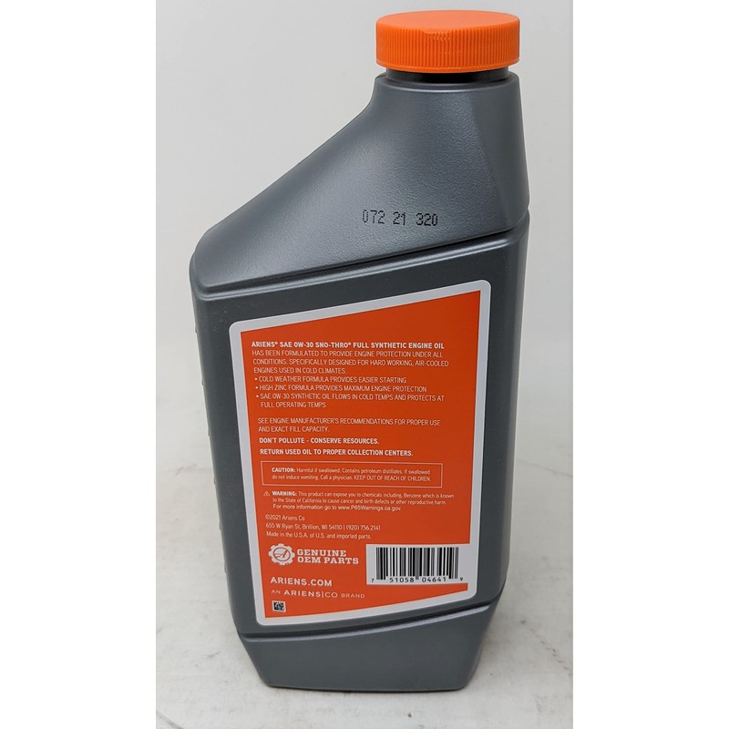 Ariens Pack of 2 SAE 0W-30 Extreme Cold Engine Oil