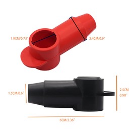 Silicone Terminal Covers Power Stud Pliable Cover for Alternator Battery Terminal Post Junction Blocks 4AWG -2/0 AWG Wire with Nylon Zip Ties 2Black+2Red
