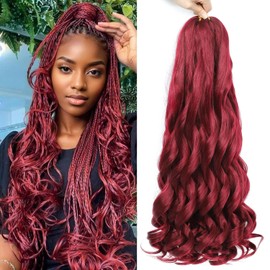 French Curl Braiding Hair 18 Inch Curly Braiding Hair 8 Packs Pre Stretched Bouncy Loose Wave French Curls Crochet Braids for Black Women (BUG, 18 inch)