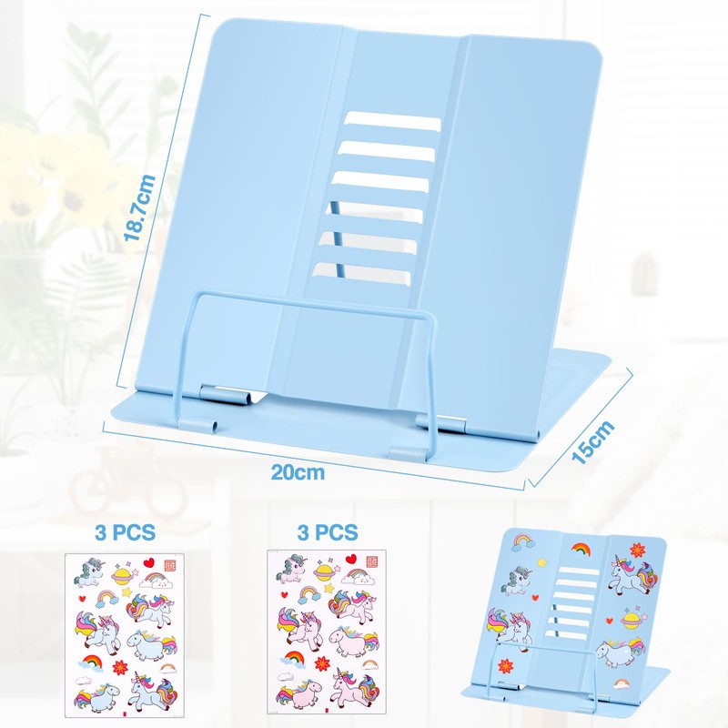 WUGU Book Stand, Adjustable Foldable Metal Book Holder for Recipe,