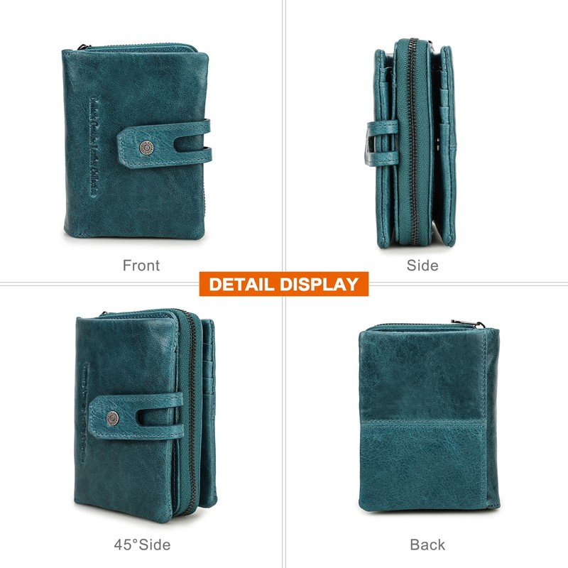 Contacts Women's Genuine LeatherBifold/Trifold Coin, Card Holder, with Zip Pocket,