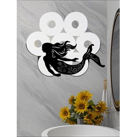 Whimsical Mermaid Toilet Tissue Holder,Animal Paper Holders,Decorative Metal Papers Holder,Funny Toilet Animal Storage for Bathrooms,Bathroom Paper Organizer for Extra 8 Rolls Wall Mounted Art Decor