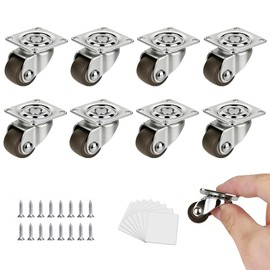 Luxinika 8 Pack Mini Caster Wheels 1/2 Inch Low Profile Swivel Casters with Self Adhesive Plate Little Rubber Wheels for Furniture, Small Kitchen Appliances, Light Projects