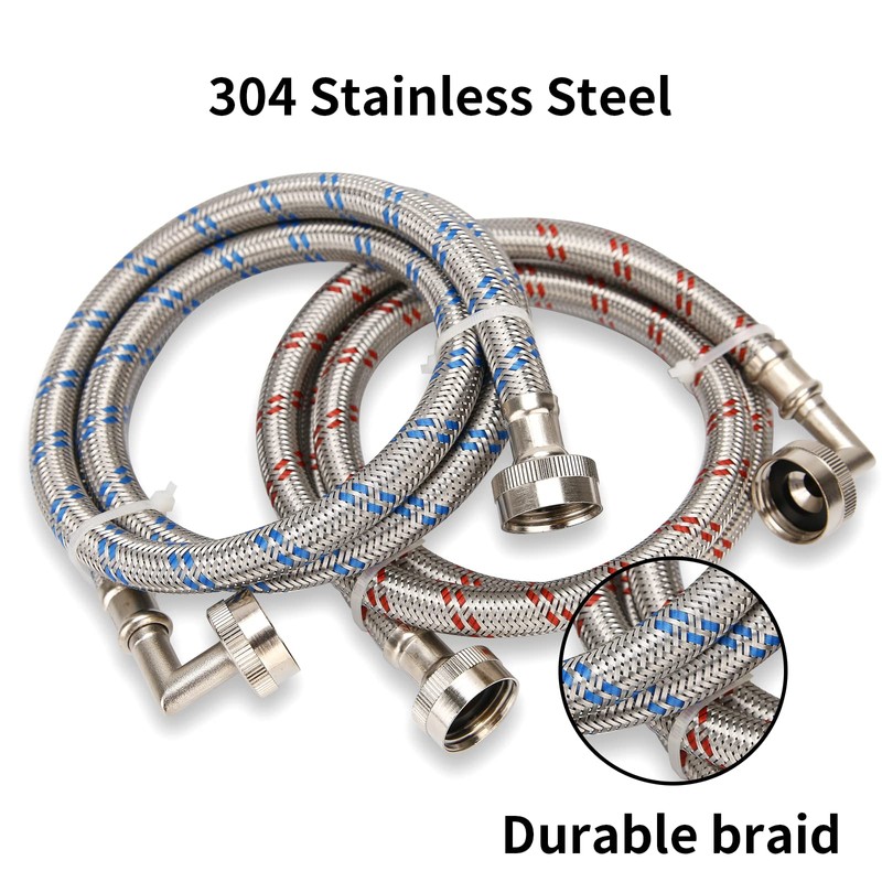 Roastove 6 feet Premium Stainless Steel Washing Machine Hoses with