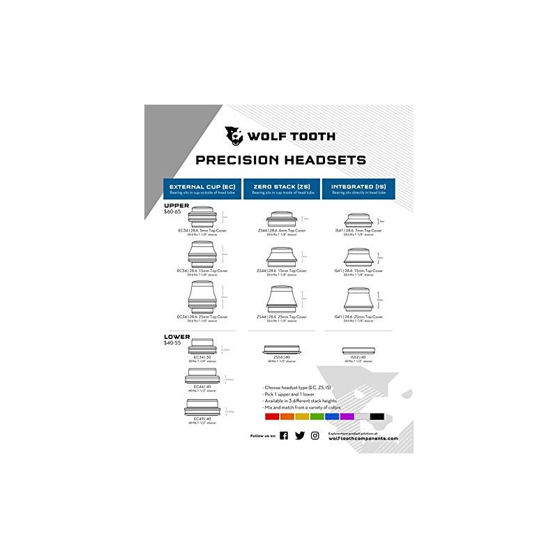 Wolf Tooth Performance EC34/28.6 Upper Headset 16mm Stack Orange |