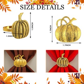 16 Pcs Fall Thanksgiving Napkin Ring Set 8 Pcs Napkin Rings and 8 Pcs Washable Thanksgiving Dinner Napkins for Fall Party Holiday Kitchen Table Decoration for Autumn Party Supplies (Pumpkin)