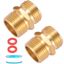 3/4 npt to Garden Hose Adapter,3/4” GHT Male to 3/4” NPT Male Connector, Brass Garden Hose Convert Adapter Fitting, Garden Hose Thread to 3/4" Male Pipe Thread, with Extra 2 Washers
