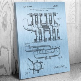 Patent Earth Intake Manifold Canvas Print, Mechanic Gift, Engine Blueprint, Car Lover Gift, Body Shop Art, Repair Shop Decor Blue Steel (16 inch x 20 inch)