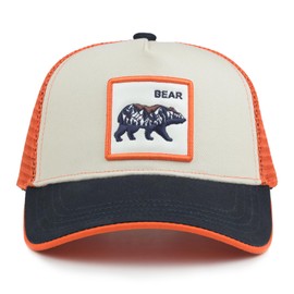 HAFOUXIGM Boys Bear Mountain Truck Trucker Hat, Toddler Snapback Mesh Baseball Caps for Kids Ages 2-6 Orange
