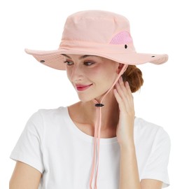 Wmcaps Sun Hat Men's Outdoor Safari Hat Women Wide Brim Summer Hat Men Foldable Hiking Hat Boonie Hat Sun Protection Hat Bush Hat Fishing Hat Garden Hat, pink