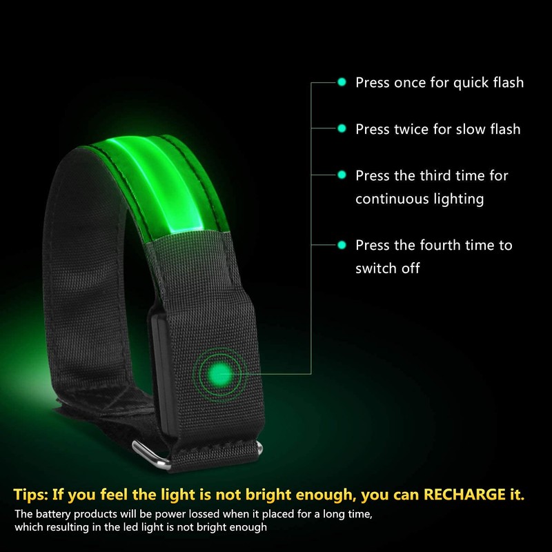 OMKHE Rechargeable LED Armband for Running(2 Pack), Light Up LED