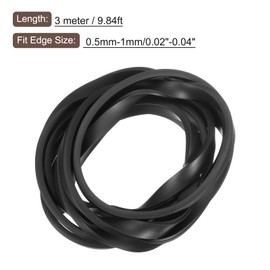 uxcell U Channel Edge Trim, 9.8ft Length Rubber Guard Seal Strip Edge Protector Flat Type Fit for 0.5-1mm Edge, (13/64" W x 15/32" H) Black