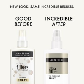 John Frieda ULTRAfiller+ Thickening Spray, Thickening & Strengthening Spray for Damaged or Thin Hair, Infused with Biotin and Hyaluronic Acid to Strengthen Hair for Thicker Fuller Results, 5 Oz
