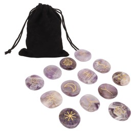13 Pcs Rune Stone Set Empower Mind Promote Clear Thinking Crystal Runes Healing Stones for Yoga Meditation Purpose