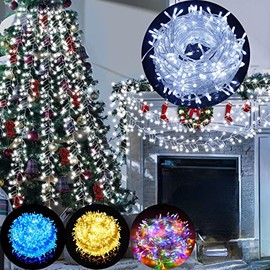 DOSYU Series de Luces Navideñas 700 LEDs Longitud de 35 Metros con Cambio de 8 Efectos de Iluminación (700LEDs 35M, Blanco frio)