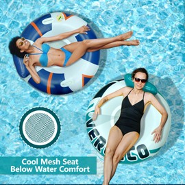 2 Packs Inflatable Pool Floats Adult Tube Floaties for Floating Pool Chair Float Lounger Floats Raft with Cup Holder