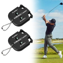 Yopolaz 2 Pack Golf Stroke Counter - Portable Shot Score Counter for Women- Handheld Pickleball Score Counter for Golf Game Scoring Keeper with Key Chain (Black x 2)