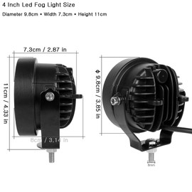 4 Inch Round Led Fog Lights 4x4 Off Road Pod Light Flood Beam Driving Lamp for Pickup Truck Car Boat SUV 4WD ATV 12V 24V Tractor Motorcycle Work Light (Pack of 2)…