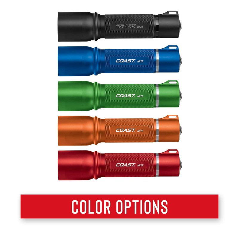 Coast HP7R 300 Lumen Rechargeable LED Flashlight with Slide Focus,
