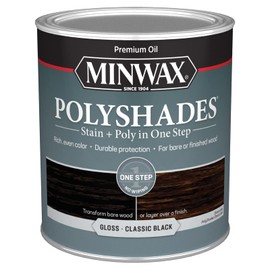 Minwax PolyShades Wood Stain + Polyurethane Finish – Quart, Classic Black, Gloss