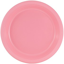 JAM PAPER Round Plastic Party Plates - Medium - 9 inch - Baby Pink Pastel - 200/Box