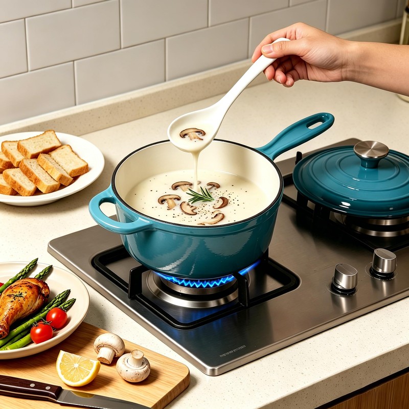 Davnjcka Enameled Cast Iron Saucepan, Non Stick Sauce Pan with