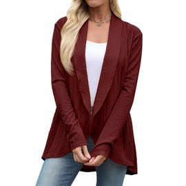 Red Cardigan for Women 2024 Dressy Lightweight Spring Duster Open Front Long Sleeve Trendy Sweater Jackets Red L