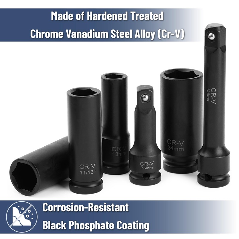 Bates Choice 29 pc 1/2" Drive Deep Impact Socket Set,