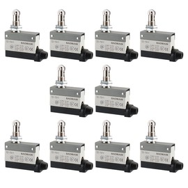 Baomain Limit Switch Panel Mount Roller Plunger Momentary Type SPDT 1NC+1NO AC DC 380V 10A Micro Switch TZ-7311 Pack of 10