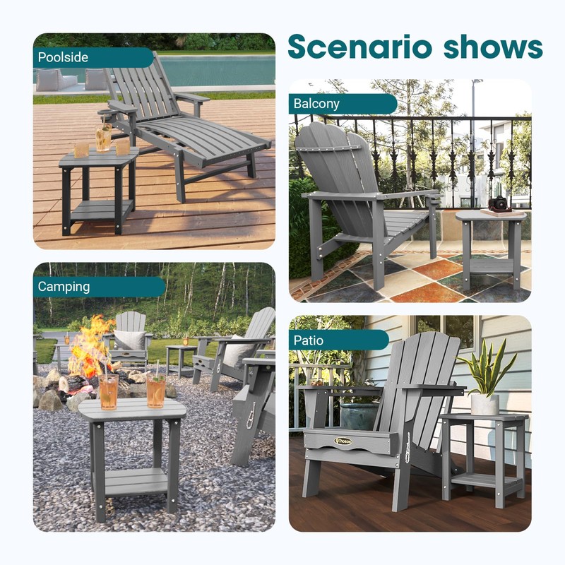 Outside Side Table, Weather Resistant Grey