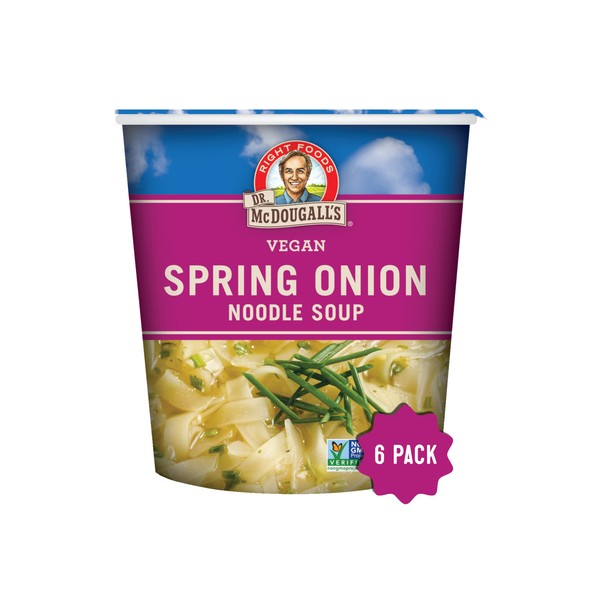 Dr. McDougall's Spring Onion Noodle Soup - Gluten Free and Vegan Ramen Noodles - Instant Ramen Noodle Cups - Vegetarian Ramen Soup - Instant Noodles - 1.9 Ounces - Pack of 6