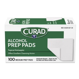 CURAD Medium 2-Ply Sterile Alcohol Prep Pads, Essential for First Aid Kits, 100/Box, Pack of 30