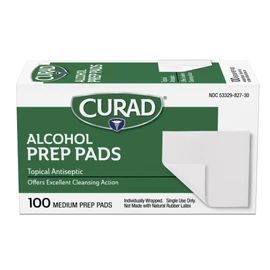CURAD Medium 2-Ply Sterile Alcohol Prep Pads, Essential for First Aid Kits, 100/Box, Pack of 30