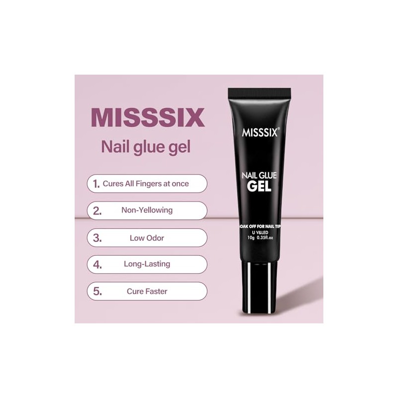 Misssix Kit de puntas de uñas de gel cuadradas extra