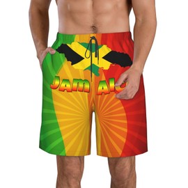 Klainlcly Jamaica Mens Swim Trunks Swimwear Quick Dry Swimsuits Beach Shorts with Pockets X-Large