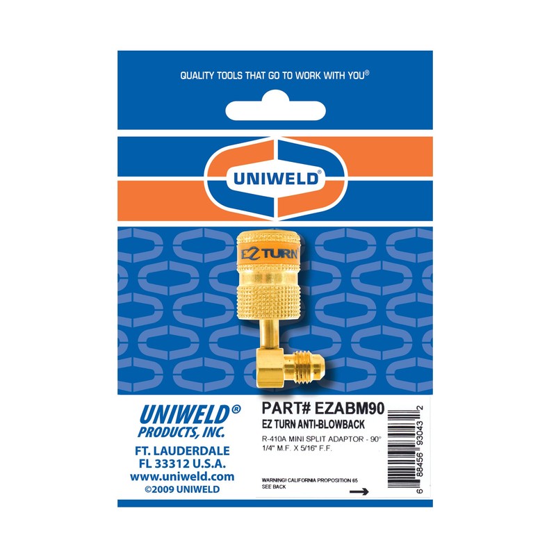 Uniweld EZABM90 Ez-Turn® Anti-Blowback R410a Mini Split Adapter, 1/4" M.F.