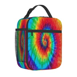 Pardick Abstract Swirl Tie Dye Tote Lunch Box Insulated Lunch Bag Tote Cooler Freezable Meal Prep Bag Waterproof Leakproof Cooler Lunch Container For Picnic Office